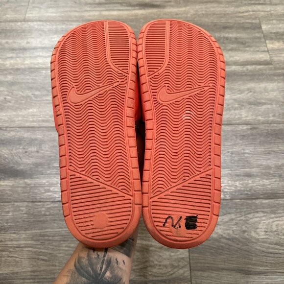 Nike x Stussy Benassi Slides Men Size 13 Sandals Habanero Red White CW2787-600